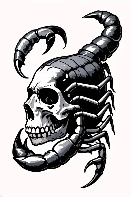 scorpion piercing a skull with its tail tattoo design idea
