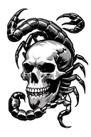 scorpion piercing a skull with its tail tattoo design idea