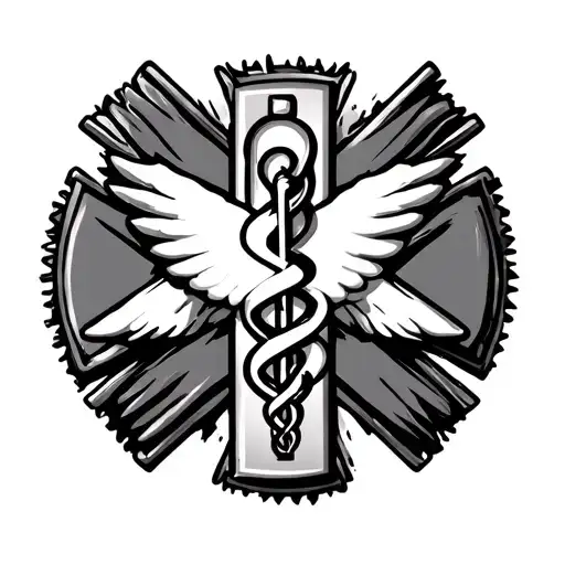 EMT, The Rod of Asclepius, Star of life, Combat, medic, king solomon protection seal tattoo design idea
