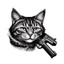 cat and guns tattoo design idea