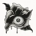 bleeding eye in rose tattoo design idea