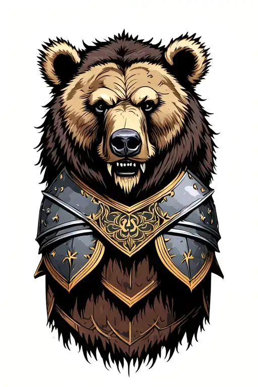 viking armor with grizzly bear head tattoo design idea