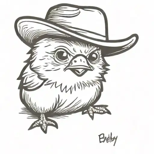 baby chick wearing cowboy hat tattoo design idea