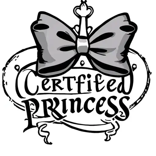 small tattoo that says certified princess  with bow tattoo design idea