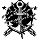 Design an anchor that has chains and add three stars on top tattoo design idea