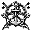 Design an anchor that has chains and add three stars on top tattoo design idea