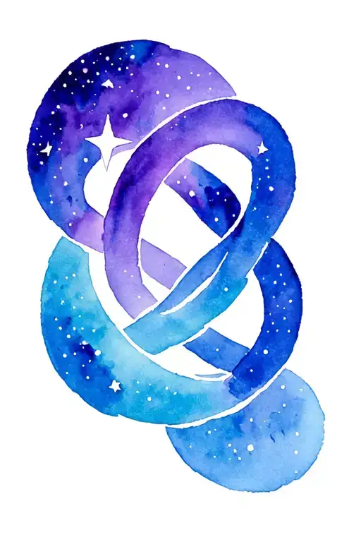 8 knot combined with Minimal Crescent Moon and single star or dot cluster tattoo design idea