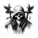 Hooded reaper symbolism to jesus christ tattoo design idea