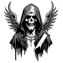 Hooded reaper symbolism to jesus christ tattoo design idea