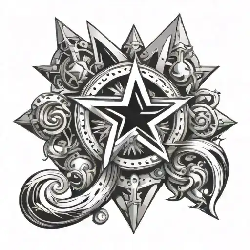 star signs intertwined with elements like stars tattoo design idea