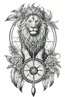 Dreamcatcher compass lion australia tattoo design idea