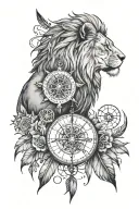 Dreamcatcher compass lion australia tattoo design idea