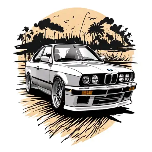 BMW E30 coupe tatoo design tattoo design idea
