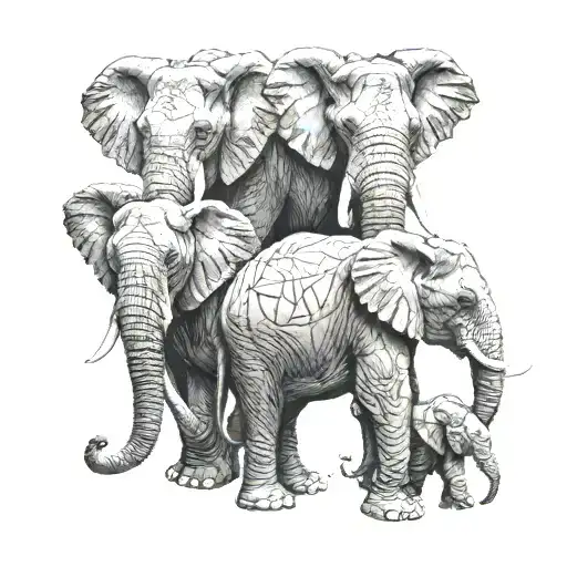 3 elephants tattoo design idea