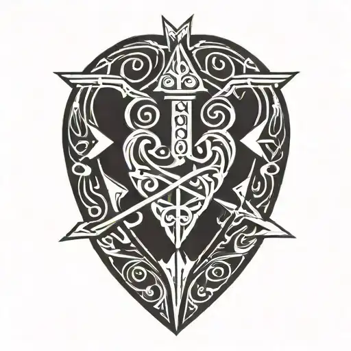 heart and arrow piercing tattoo design idea