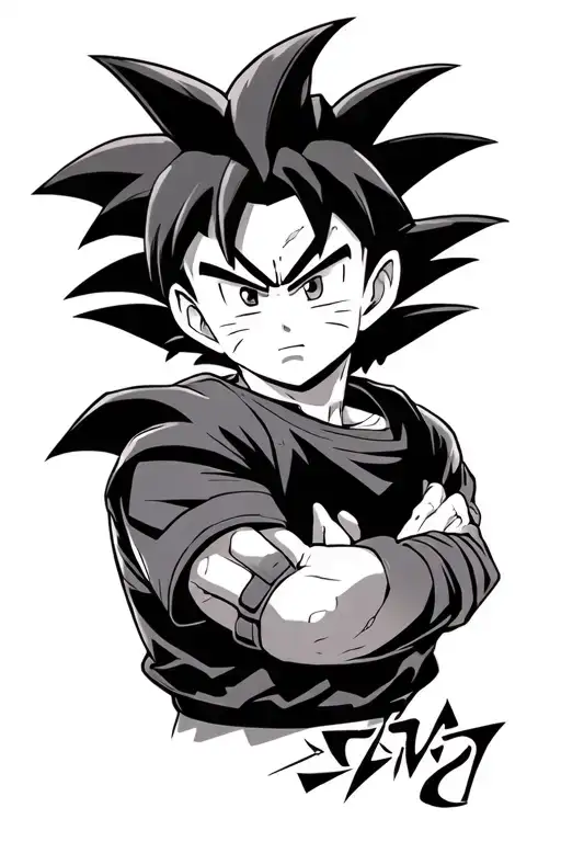 mashup anime (Dragonball, haikyuu et naruto inspired tattoo tattoo design idea