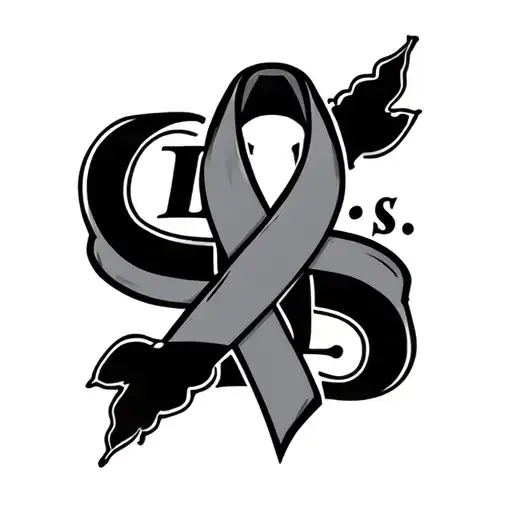 colon cancer ribbon wrapped around the word L.L.S tattoo design idea