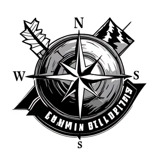 mountains football compass arrow tattoo design idea
