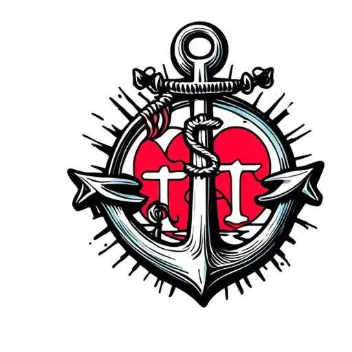 An anchor with the symbols of faith hope and love tattoo design idea