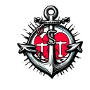 An anchor with the symbols of faith hope and love tattoo design idea