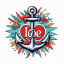 An anchor with the symbols of faith hope and love tattoo design idea