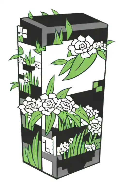 minecraft grass block tattoo design idea