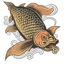 carp with hook tattoo design idea