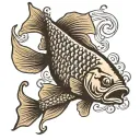 carp with hook tattoo design idea