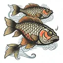 carp with hook tattoo design idea