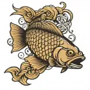 carp with hook tattoo design idea