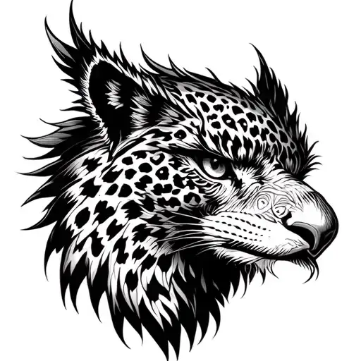 griffin with leopard print tattoo design idea