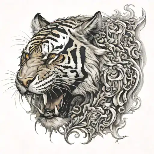 Dragon, Tiger, Savage tattoo design idea