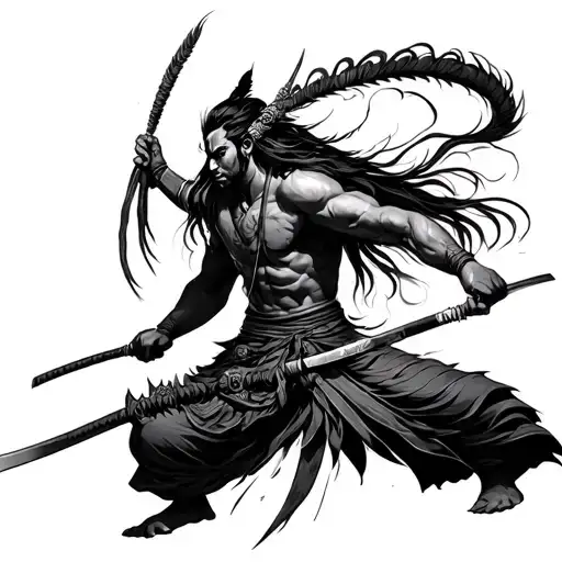 vagabond musashi in shiva form tattoo design idea