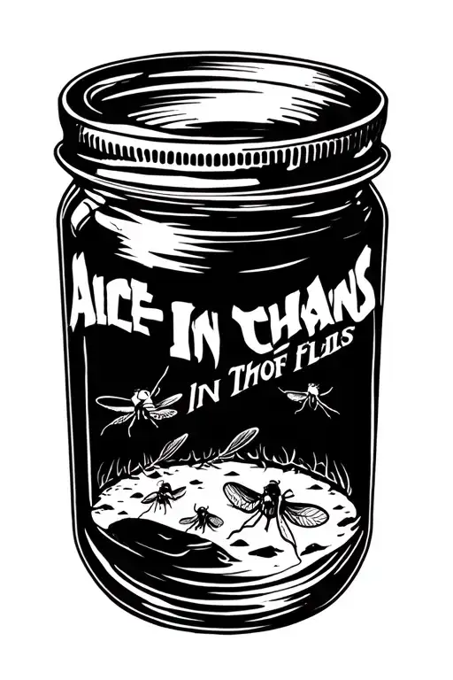 Alice In Chains jar of flies album cover but just the jar in American traditional style tattoo design idea