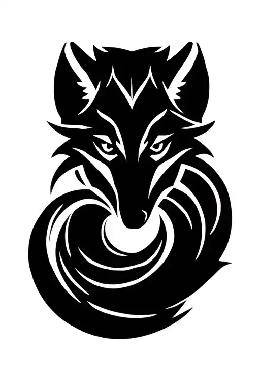wolf, spiral, infinity symbol tattoo design idea