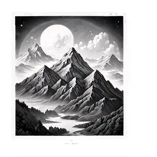 post op double mastectomy transgender non binary top surgery, no nipple grafts, black and white mountain range, laid out tattoo design idea