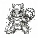 sandy cheeks squirrel from SpongeBob as a pin up girl standing in her space suit tattoo design idea