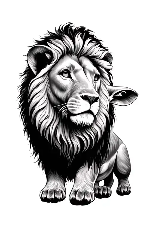 Lion And Lamb tattoo design idea