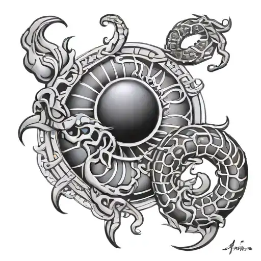 Scorpio aries zodiac sign tattoo design idea