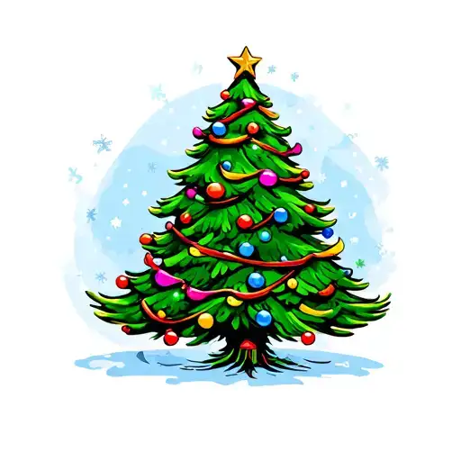 Colorful Christmas tree tattoo design idea