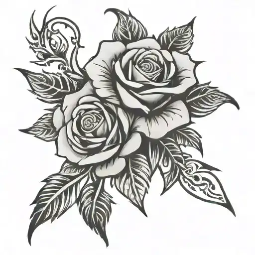 roses tribal patterns tattoo design idea