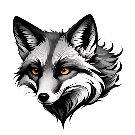 fox curled tattoo design idea