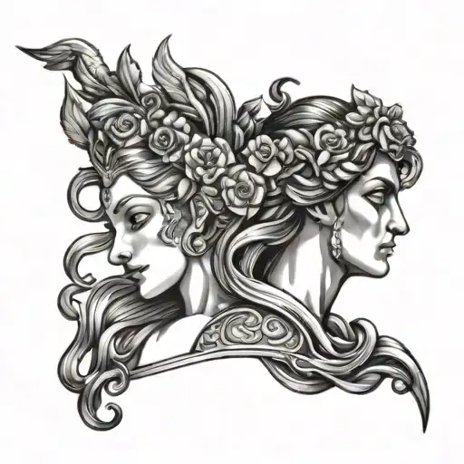 hades and Persephone greek godess tattoo design idea
