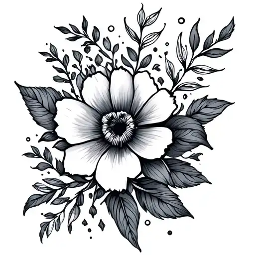 illustrative floral tattoo outline tattoo design idea