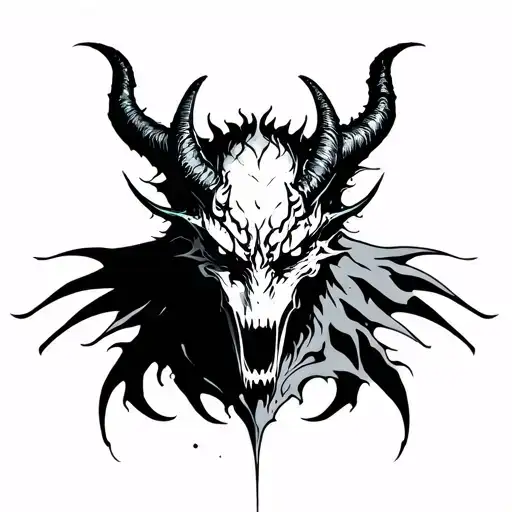 waterline with demon shadow minimalist tattoo fineline tattoo design idea