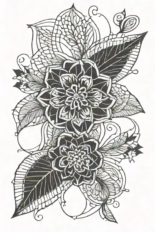 a crochet-embroidered flower tattoo design idea