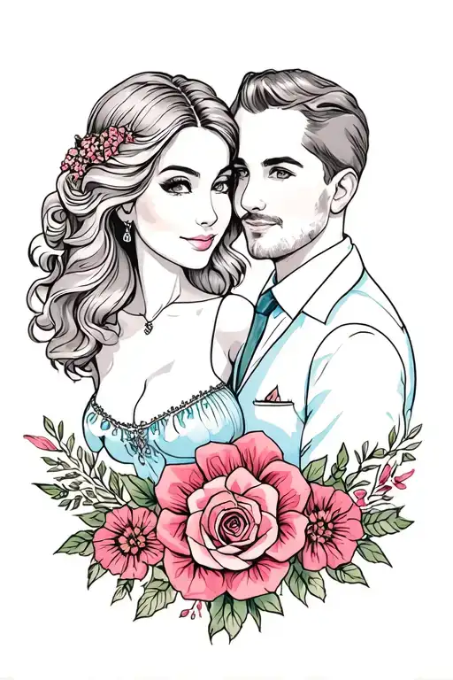 mom and dad memorial piece tattoo design idea