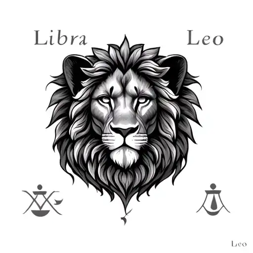 Leo Libra And Leo zodiac sign incorporated line tattoo tattoo design idea