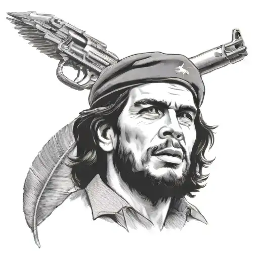 Che Guevara ak47 palms tattoo design idea