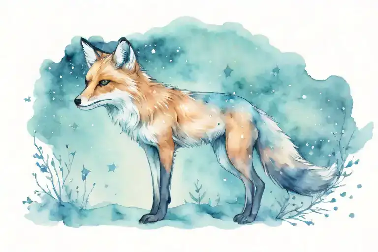 Constellation Fox in front of Milky Way   tattoo design idea
